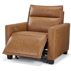 image:imageMCombo 272 Oversized Power Recliner Chair Zero Gravity Recliner with Solid Wood Legs USB A amp C Charge Ports Wall Hugger Power Reclining Chair for Living Room Breathable Faux Leather HL178 TanCognac Tan