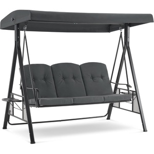 image:imageMCombo 3 Seat Patio Swings with Adjustable Canopy Outdoor Porch Swing Chair with Stand for Backyard Poolside Balcony 4092 Dark BlueDark Grey