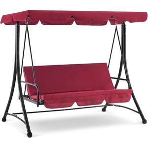 image:imageMCombo 3 Seat Patio Swings with Weather Resistant Steel Frame Adjustable Canopy Reclining Outdoor Porch Swing with Cushion for Backyard Porch Lawn Poolside Balcony 4089 BurgundyBurgundy
