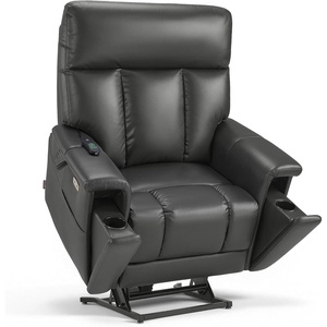 image:imageMCombo 500lbs Heavy Duty Lift Chair for Elderly Extra Wide Dual Motor Power Lift Recliner with Hidden Cup Holders USB Charging Breathable Faux Leather R7777 Dark BrownGrey