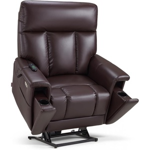 image:imageMCombo 500lbs Heavy Duty Lift Chair for Elderly Extra Wide Dual Motor Power Lift Recliner with Hidden Cup Holders USB Charging Breathable Faux Leather R7777 Dark BrownDark Brown