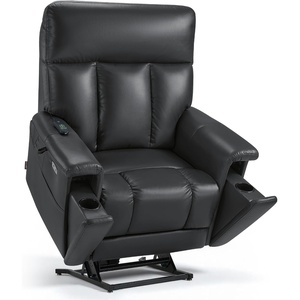 image:imageMCombo 500lbs Heavy Duty Lift Chair for Elderly Extra Wide Dual Motor Power Lift Recliner with Hidden Cup Holders USB Charging Breathable Faux Leather R7777 Dark BrownBlack