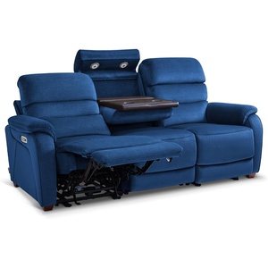 image:imageMCombo 616 Wall Hugger Power Loveseat Recliner Reclining Loveseat with Adjustable Headrest USB Charge Ports Wood Legs for Living Room RVs Small Spaces Fabric ST258M1 Loveseat CoffeeNavy Blue
