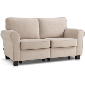 image:imageMCombo 677 Loveseat Sofa 2Seater Small Couch for Small Spaces Classic Rolled Arm Upholstered Sofa with Solid Wood Legs for Living Room Removable Cover Chenille Fabric VE730 Dark GreyBeige