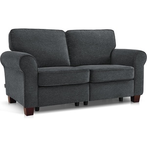 image:imageMCombo 677 Loveseat Sofa 2Seater Small Couch for Small Spaces Classic Rolled Arm Upholstered Sofa with Solid Wood Legs for Living Room Removable Cover Chenille Fabric VE730 Dark GreyDark Grey