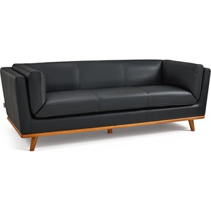 image:imageMCombo 88 Genuine Leather Sofa 100 FullGrain Leather Sofa with Solid Wood Frame Real Leather Sofa for Living Room Napa Leather VE701 Black 3SeaterBlack