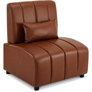 image:imageMCombo Accent Sofa Chair Faux Leather Upholstered Armless Chair Modular Guest Reception Chair for Waiting Room Office 4339 Brown