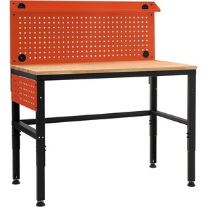 image:imageMCombo Adjustable Workbench with Solid Wood Tabletop for Garage Steel Worktable with 2 Pegboards Bench48 Orange