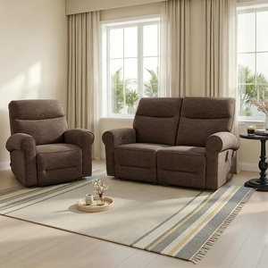 image:imageMCombo Arden Wall Hugger Power Reclining Sofa Set 3Piece PR635H1  PetFriendly FabricUSB Charging PortsChairLoveseatSofafor Small SpacesDark Brown