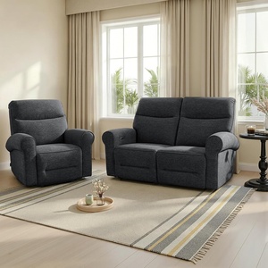 image:imageMCombo Arden Wall Hugger Power Reclining Sofa Set 3Piece PR635H1  PetFriendly FabricUSB Charging PortsChairLoveseatSofafor Small SpacesDark Grey