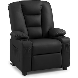 image:imageMCombo Big Kids Recliner for Ages 3 Child Reclining Chair Toddlers Recliner Sofa with Cup Holders Faux Leather 7322VioletBlack