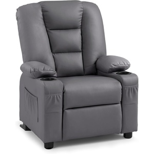 image:imageMCombo Big Kids Recliner for Ages 3 Child Reclining Chair Toddlers Recliner Sofa with Cup Holders Faux Leather 7322VioletDark Grey