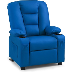 image:imageMCombo Big Kids Recliner for Ages 3 Child Reclining Chair Toddlers Recliner Sofa with Cup Holders Faux Leather 7322VioletLight Blue