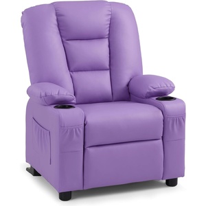 image:imageMCombo Big Kids Recliner for Ages 3 Child Reclining Chair Toddlers Recliner Sofa with Cup Holders Faux Leather 7322VioletViolet