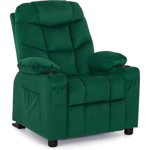 image:imageMCombo Big Kids Recliner for Ages 3 Child Reclining Chair Toddlers Recliner Sofa with Cup Holders Faux Leather Dark GreyGreen