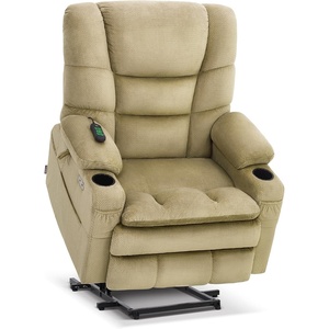 image:imageMCombo Big Man Power Lay Flat Lift Chair Triple Motor Power Lift Recliner with Massage amp Dual Heating Adjustable Headrest Fabric R7524 Navy Blue MediumWideBeige