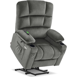 image:imageMCombo Dual Motor Lay Flat Power Lift Recliner Chair for Big and Tall Elderly Infinite Position Massage Lumbar Heat Adjustable Headrest Extended Footrest Fabric R7677 Brown MediumOversizeGrey