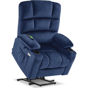 image:imageMCombo Dual Motor Lay Flat Power Lift Recliner Chair for Big and Tall Elderly Infinite Position Massage Lumbar Heat Adjustable Headrest Extended Footrest Fabric R7677 Brown MediumOversizeNavy Blue