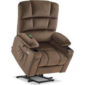 image:imageMCombo Dual Motor Lay Flat Power Lift Recliner Chair for Big and Tall Elderly Infinite Position Massage Lumbar Heat Adjustable Headrest Extended Footrest Fabric R7677 Brown MediumOversizeBrown