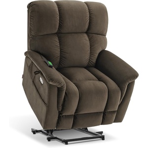 image:imageMCombo Dual Motor Oversized Power Lift Recliner Chair for Elderly with Dual Heating and Massage Infinite Position Lay Flat Lift Chair for Big and Tall Extended Footrest Fabric R7166 BurgundyCoffee