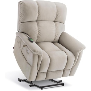 image:imageMCombo Dual Motor Oversized Power Lift Recliner Chair for Elderly with Dual Heating and Massage Infinite Position Lay Flat Lift Chair for Big and Tall Extended Footrest Fabric R7166 BurgundyBeige