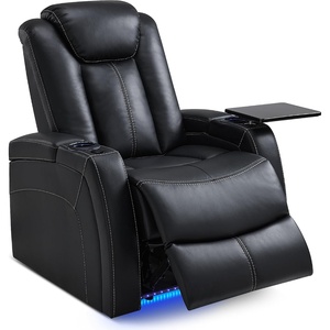 image:imageMCombo Dual Motors Leather Recliner with Power Headrest Home Theater Seating with Armrest Storage HTS422 Black