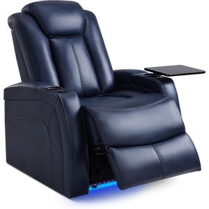 image:imageMCombo Dual Motors Leather Recliner with Power Headrest Home Theater Seating with Armrest Storage HTS422 Blue