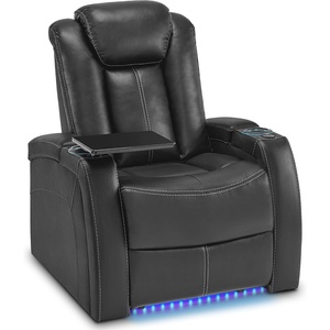 image:imageMCombo Dual Motors Leather Recliner with Power Headrest Home Theater Seating with Armrest Storage HTS422 Dark Grey
