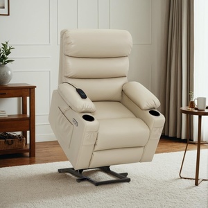 image:imageMCombo Electric Power Lift Recliner Chair with Massage and Heat for Elderly 350 lbs 2 Side Pockets and Cup Holders USB Ports Faux Leather LC001 BeigeBeige