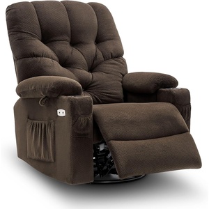 image:imageMCombo Electric Power Swivel Glider Rocker Recliner Chair with Cup Holders for Nursery Hand Remote Control USB Ports 2 Side amp Front Pockets Plush Fabric 7797 BrownBrown