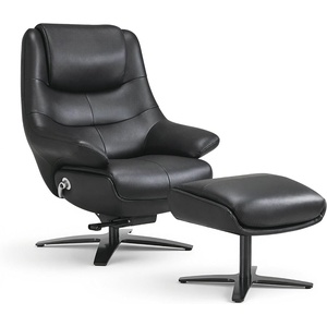 image:imageMCombo Genuine Leather Recliner Chair with Ottoman 360Swivel Recliner with Adjustable Backrest Accent Chair for Living Room A7100 Fog GreyBlack