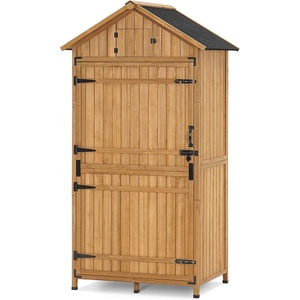 image:imageMCombo Large Outdoor Storage Cabinet with 3 Adjustable Shelves 82 Inches Tall Storage Shed Wood Garden Shed with Locks for Patio Yard Lawn 1970
