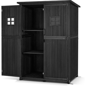 image:imageMCombo Large Wooden Outdoor Storage Cabinet with 2 Shelves Oversize Garden Storage Shed with Lock Tool Shed for Patio Yard Lawn 1911 BlackBlack