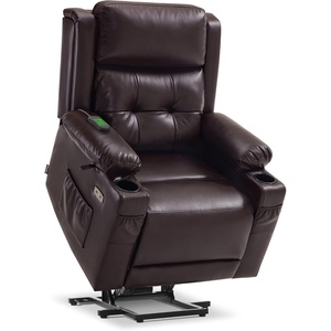 image:imageMCombo Lay Flat Triple Motor Power Lift Recliner Chair with Massage and Heat Electric Recliner Chair for Elderly People Adjustable Headrest Infinite Position Faux Leather 7662 Dark Brown LargeDark Brown