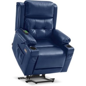 image:imageMCombo Lay Flat Triple Motor Power Lift Recliner Chair with Massage and Heat Electric Recliner Chair for Elderly People Adjustable Headrest Infinite Position Faux Leather 7662 Dark Brown LargeBlue