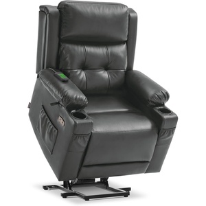 image:imageMCombo Lay Flat Triple Motor Power Lift Recliner Chair with Massage and Heat Electric Recliner Chair for Elderly People Adjustable Headrest Infinite Position Faux Leather 7662 Dark Brown LargeDark Grey