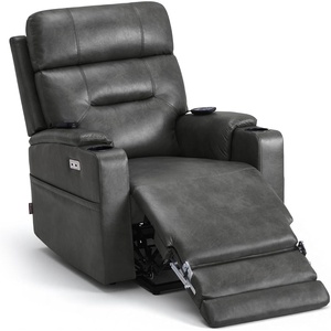 image:imageMCombo Lift Chair for Tall Man 66 Dual Motor Power Lift Recliner Chair for Elderly Lay Flat for Sleeping Heat and Massage USB amp Type C Faux Leather 7755 BlueGrey