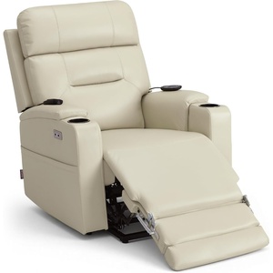 image:imageMCombo Lift Chair for Tall Man 66 Dual Motor Power Lift Recliner Chair for Elderly Lay Flat for Sleeping Heat and Massage USB amp Type C Faux Leather 7755 BlueCream White