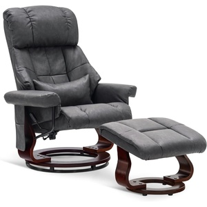 image:imageMCombo Manual Swivel Recliner with Ottoman Reclining Chair with Vibration Massage for Small Spaces Living Room Office Faux Leather 9068 Dark BrownDark Grey