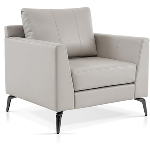 image:imageMCombo Modern Accent Chair Faux Leather Lounge Armchair with Sloped Arms for Living Room Office Reception Waiting Room 4629 1 GreyBeige