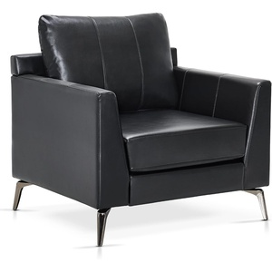 image:imageMCombo Modern Accent Chair Faux Leather Lounge Armchair with Sloped Arms for Living Room Office Reception Waiting Room 4629 1 GreyBlack