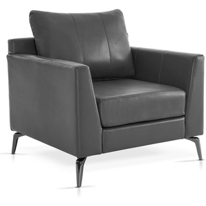 image:imageMCombo Modern Accent Chair Faux Leather Lounge Armchair with Sloped Arms for Living Room Office Reception Waiting Room 4629 1 GreyGrey