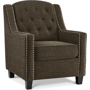 image:imageMCombo Modern Accent Chair with High Legs Chenille Upholstered Single Sofa Chair with Tufted Button Back amp Ergonomic Armrests Solid Wood Legs for Living Room Bedroom 4260 Light BlueBrown