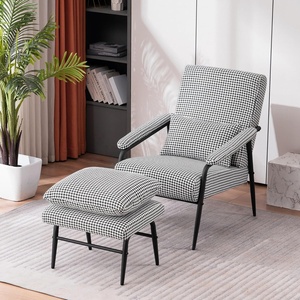 image:imageMCombo Modern Accent Chair with Ottoman Soft Fabric Club Armchair Upholstered Leisure Chair for Small Space Living Room amp Bedroom 41231
