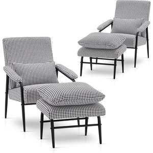 image:imageMCombo Modern Accent Chair with Ottoman Soft Fabric Club Armchair Upholstered Leisure Chair for Small Space Living Room amp Bedroom 41232