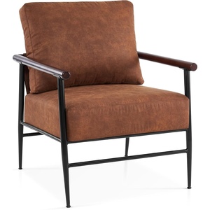 image:imageMCombo Modern Accent Chairs Armchair with Upholstered Cushion Leathaire Fabric Lounge Chairs for Living Room 4748 2 SaddleSaddle
