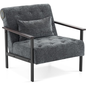image:imageMCombo Modern Accent Chairs Chenille Upholstered Armchair Ergonomics Lounge Chair for Living Room HQ417 1 Dark BlueDark Grey