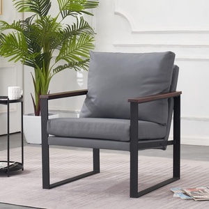 image:imageMCombo Modern Accent Chairs Faux Leather Upholstered Living Room Armchairs Waiting Room Guest Chair for Bedroom Office HQ304 1 GreyGrey