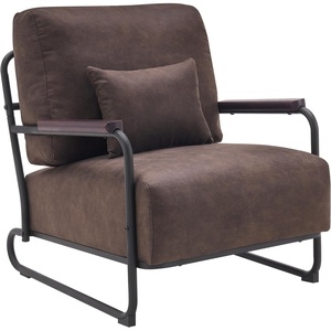 image:imageMCombo Modern Accent Chairs Upholstered Reading Chair Wooden Armrests Guest Chair for Living Room Bedroom Office HQ102 1 SaddleBrown
