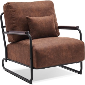 image:imageMCombo Modern Accent Chairs Upholstered Reading Chair Wooden Armrests Guest Chair for Living Room Bedroom Office HQ102 1 SaddleSaddle